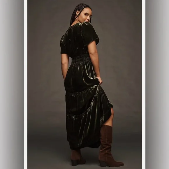 Anthropologie The Somerset Maxi Dress: Velvet Edition Dark Green - size XS - Picture 8 of 13